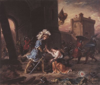 Amadís libera a la princesa Olga del castillo de Galpán de Ferdinand Victor Eugene Delacroix